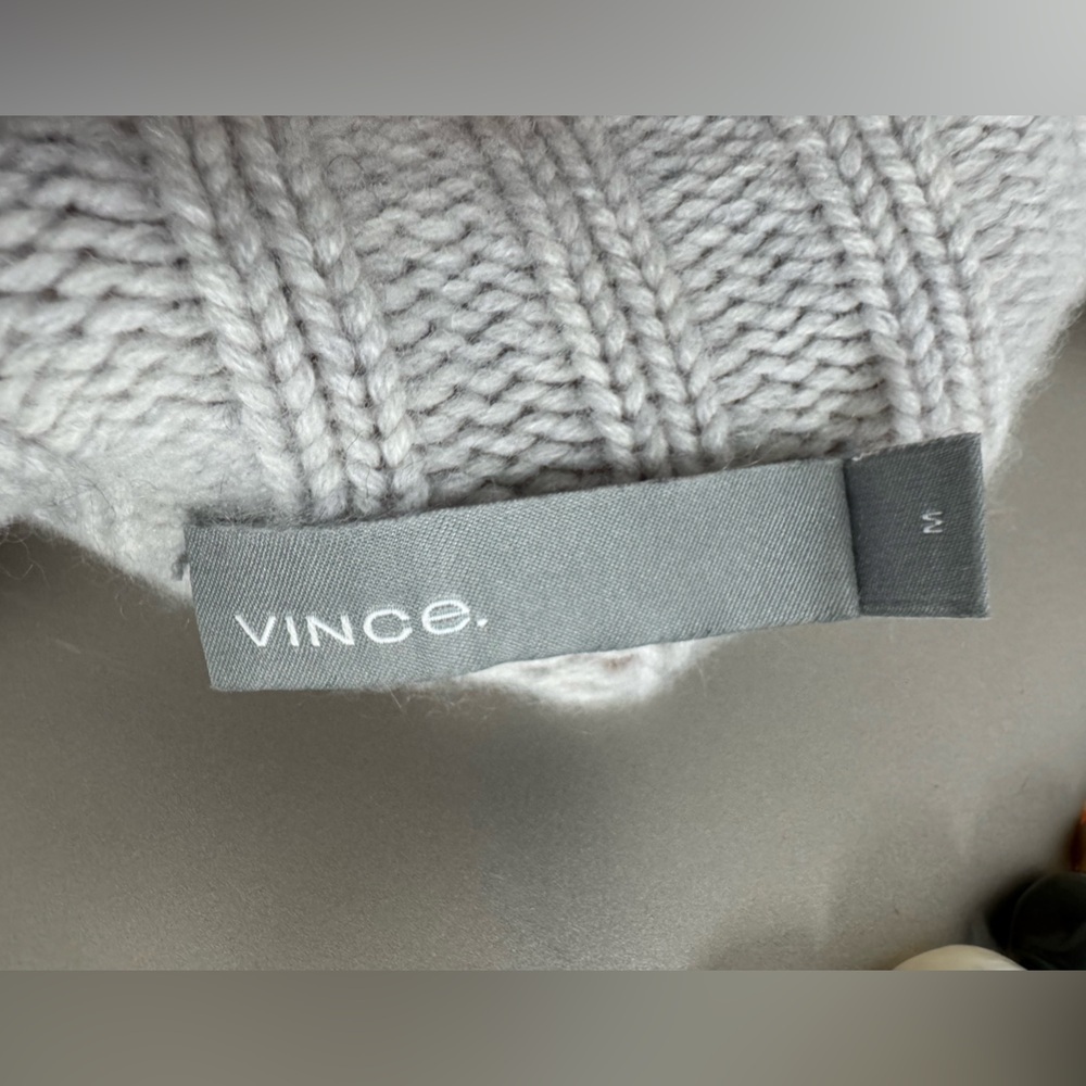 Vince Women’s Wool Cashmere Ribbed Knit Sweater Gray Size M - Picture 6 of 9